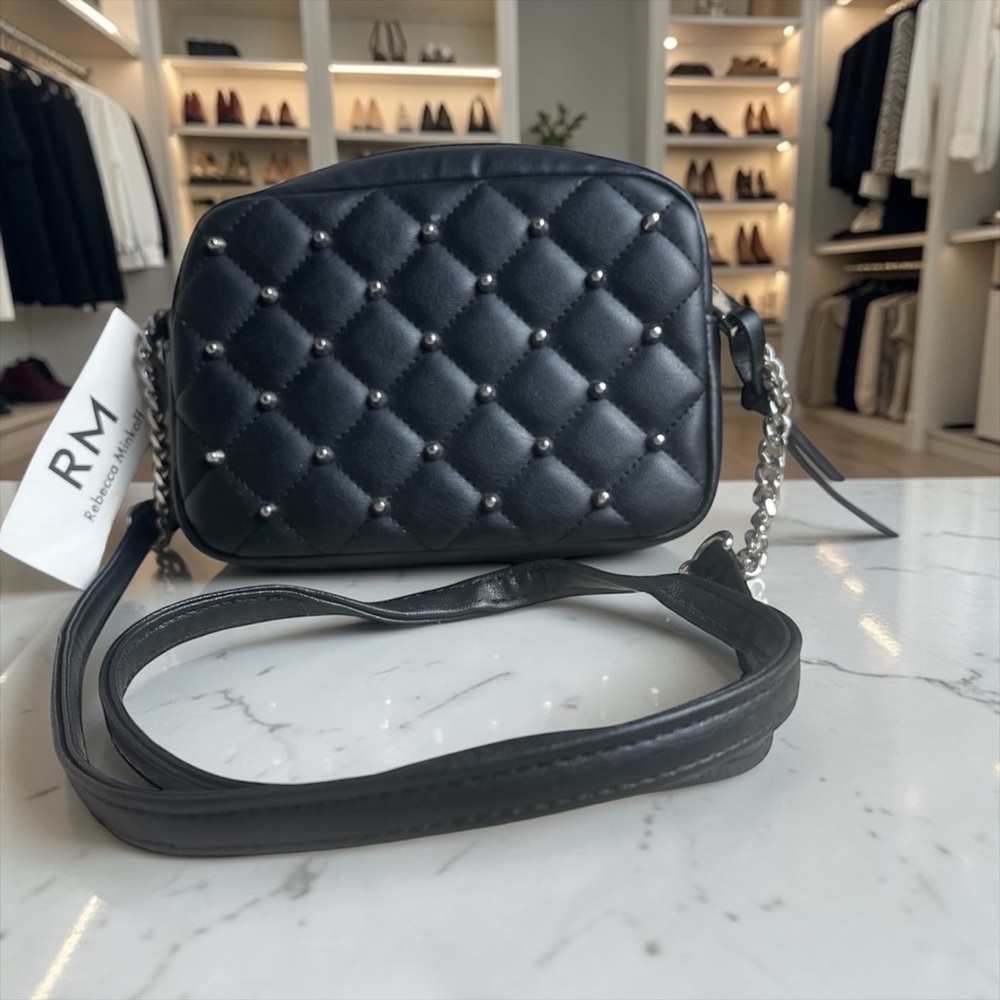 Rebecca Minkoff Black Quilted Studded Crossbody Bag Chain Purse New With Tags